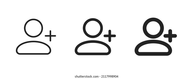 Add new user icon vector male person profile avatar with plus symbol, Add user profile icon	
