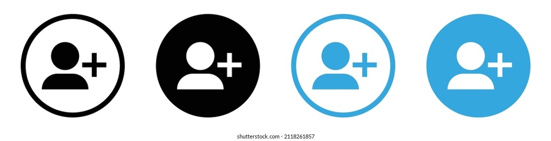 Add new user icon vector male person profile avatar with plus symbol, Add user profile icon	