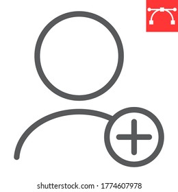 Fügen Sie neue Benutzerzeilensymbol, -ui und -knopf hinzu, Vektorgrafiken des Kontozeichens, lineares Icon mit bearbeitbarem Strich, eps10