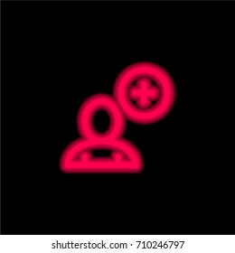 Add New User red glowing neon ui ux icon. Glowing sign logo vector