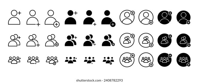 Fügen Sie einen neuen Benutzer-Vektorsymbol-Satz hinzu. neues Mitgliedskonto-Symbol. Neues Schild folgen. Mitgliedsprofil erstellen.