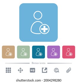 Añadir nuevos iconos planos blancos de usuario en los fondos cuadrados redondeados de color. 6 iconos de bonificación incluidos