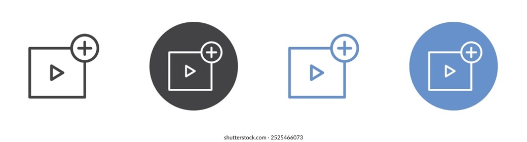 Adicionar novo ícone de vídeo Símbolo de arte de contorno fino