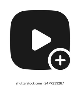 Add new video or upload movie, create media vector icon for apps and websites