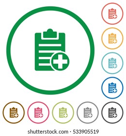 Add note flat color icons in round outlines