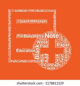 Add notes word cloud vector design creative concept. Add notes icon shape. Trendy vector word collection.