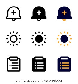 add notification icon set with three style for presentation, banner, and social media