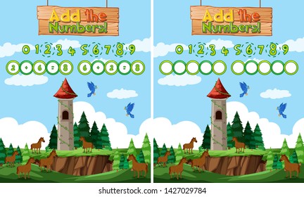 Add the numbers maths template illustration