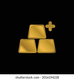 Add Objects gold plated metalic icon or logo vector