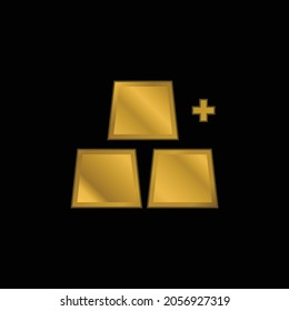 Add Objects gold plated metalic icon or logo vector