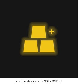 Añadir objetos icono de neón amarillo brillante