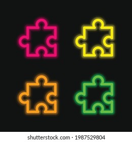 Add On four color glowing neon vector icon