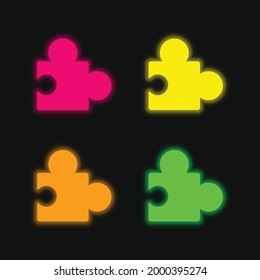 Add On Plugin four color glowing neon vector icon