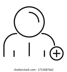 Add online friend icon. Outline add online friend vector icon for web design isolated on white background