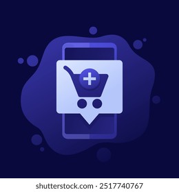 add to order icon with shopping cart and a phone, vector design