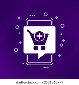 add to order icon with shopping cart and phone, vector