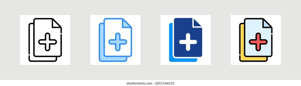 Add Paper Icon Collection Set Multiple Style