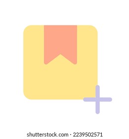 Añadir un icono ui de color plano de paquete. Crear un nuevo pedido. Servicios postales en línea. Logística. Elemento simple relleno para la aplicación móvil. Pictograma sólido colorido. Ilustración RGB aislada por vectores