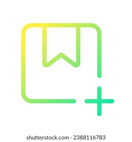 Add parcel pixel perfect gradient linear ui icon. Create new orders online. Logistics. Line color user interface symbol. Modern style pictogram. Vector isolated outline illustration
