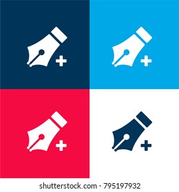 Add with pen tool four color material and minimal icon logo set in red and blue