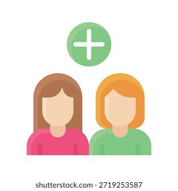 Adicionar Ilustração De Vetor De Grupo De Pessoas, Ícone De Estilo Plano.