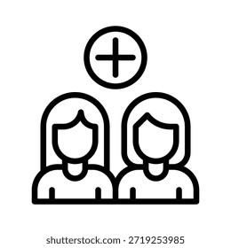 Adicionar Ilustração De Vetor De Grupo De Pessoas, Ícone De Estilo De Linha.