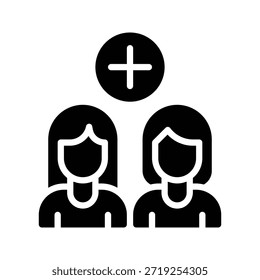 Adicionar Ilustração De Vetor De Grupo De Pessoas, Ícone De Estilo Sólido.