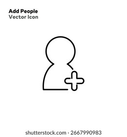 Add People Icon Vector – User Profile and Community Symbol