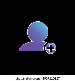 Añadir símbolo de interfaz de personas de negro cerrar con signo más icono de vector de gradiente azul de círculo pequeño