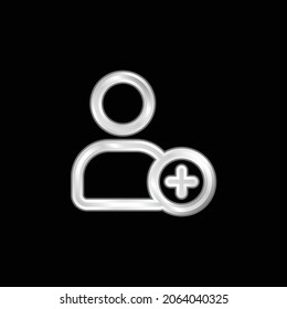 Add A Person Outlined Interface Sign silver plated metallic icon
