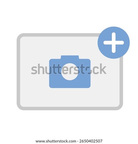 Add photo icon with camera and plus sign.