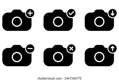 Add photo icon, flat, camera icon with plus, user interface icon, add picture button. Vector Illustration isolated on white background. EPS 10