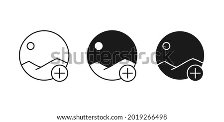 Add photo icon. Gallery with plus symbol. Illustration vector