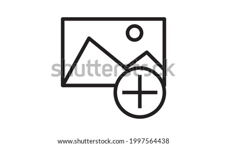 Add photo icon on white background. Vector illustration.
