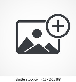 Add Photo Icon. Vector Illustration. Picture With Plus Mark Icon