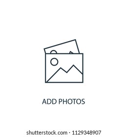 add photos concept line icon. Simple element illustration. add photos concept outline symbol design from Message set. Can be used for web and mobile UI/UX