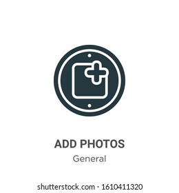 Add photos glyph icon vector on white background. Flat vector add photos icon symbol sign from modern general collection for mobile concept and web apps design.