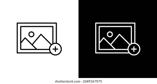 Add photos icon. Editable stroke. Icon for web.
