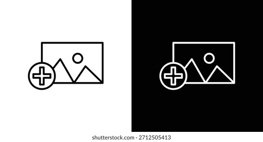 Icono de agregar Fotos en estilo lineal simple.