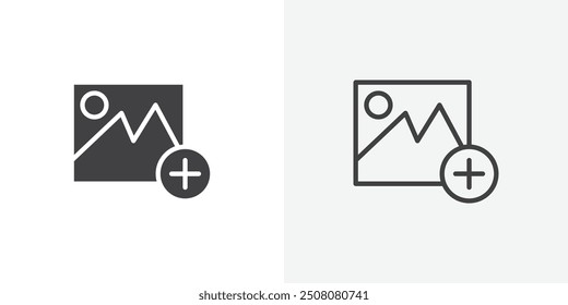 Add photos icon in solid and outlined style