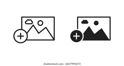 Añadir diseño de Vector de icono de Fotos. set web icons