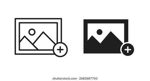 Add photos icon. vector flat and line symbols. Vector Graphics.