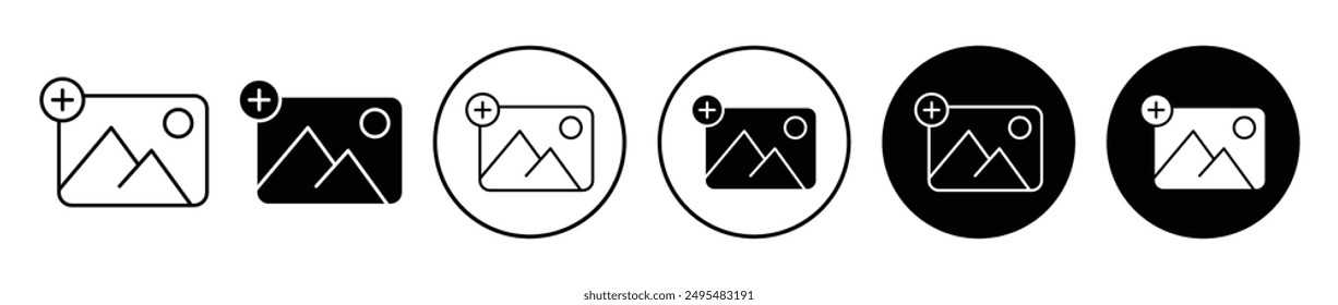 Add photos thin line vector icon set.