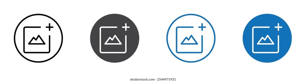 Add pic icon Logo sign in thin line outline