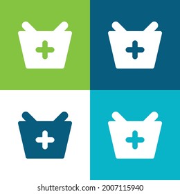 Add To Picnic Bag Flat four color minimal icon set