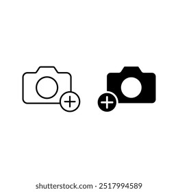 Add picture icon set. Upload image. Digital photos. user interface element for app and web color editable