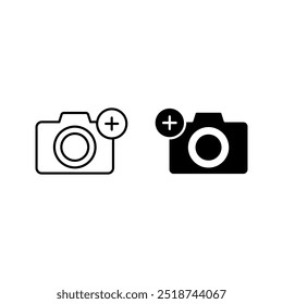 Bildsymbolsatz hinzufügen. Bild hochladen. Digitale Fotos. Benutzeroberflächenelement für App- und Web-Farbbearbeitbarkeit