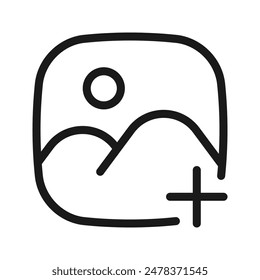 Add picture icon. Upload image. Digital photos. user interface element for app and web. vector illustration on blank background
