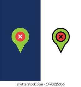 Add, Pin, Location, Map  Icons. Flat and Line Filled Icon Set Vector Blue Background. Vector Icon Template background