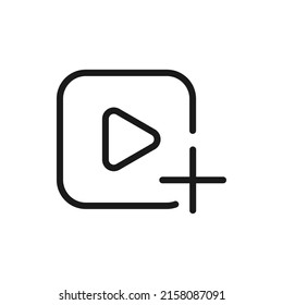 Add play button icon line style isolated on white background. Vector illustration